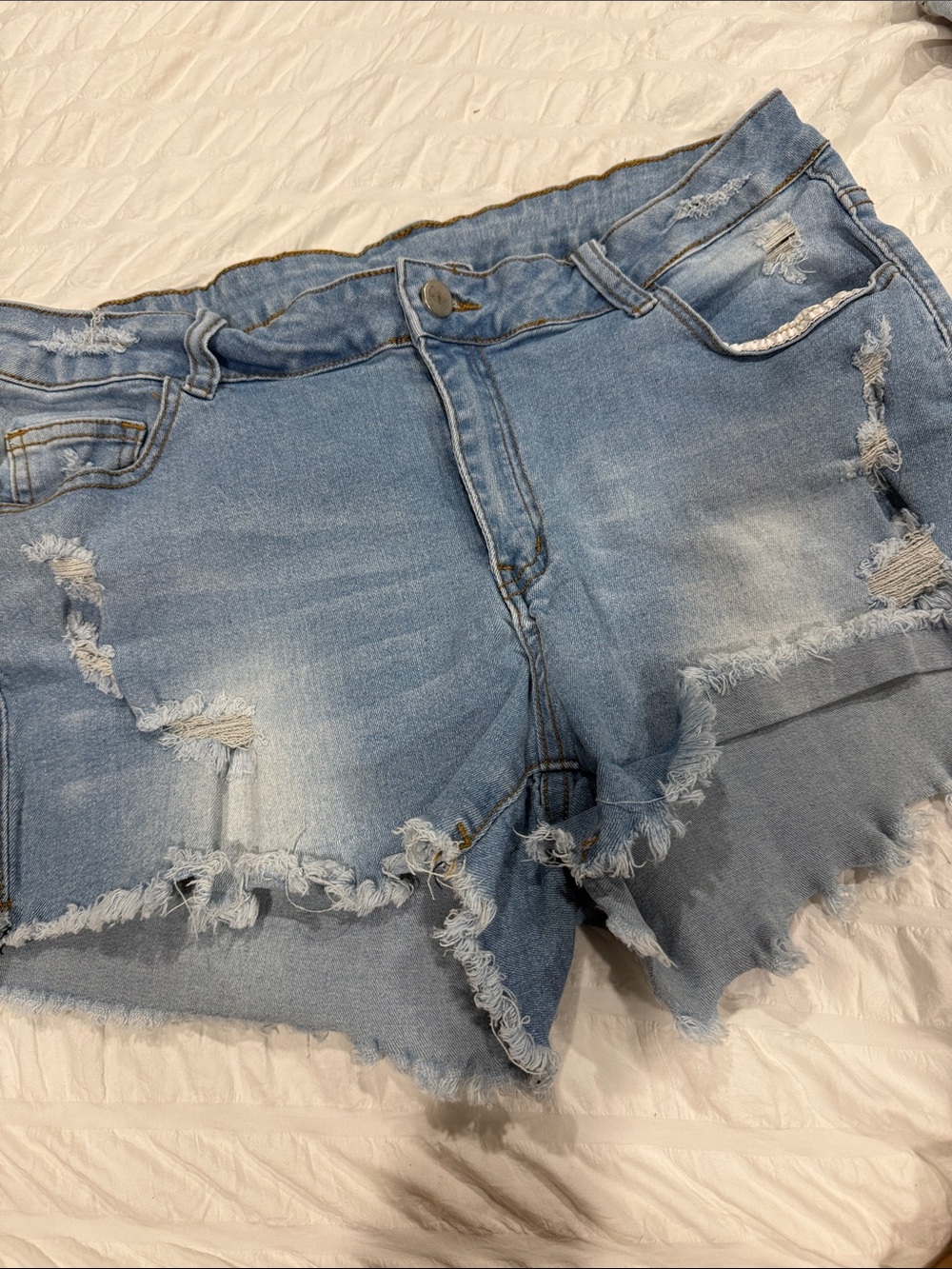 Women’s Light Blue Distressed Denim Shorts - Classic Summer Cut